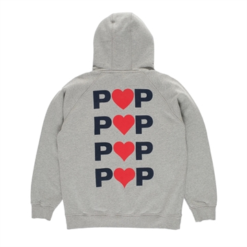 Pop Trading Company Hearts Hooded Sweat Heather Grey